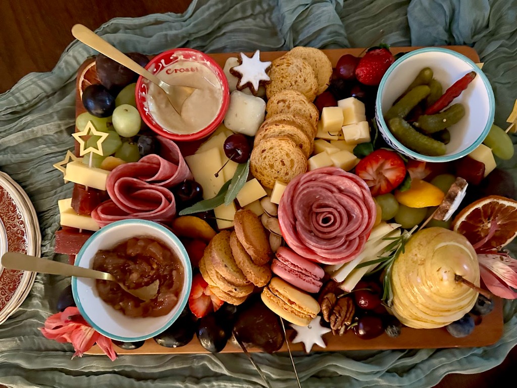 Richly arranged charcuterie board